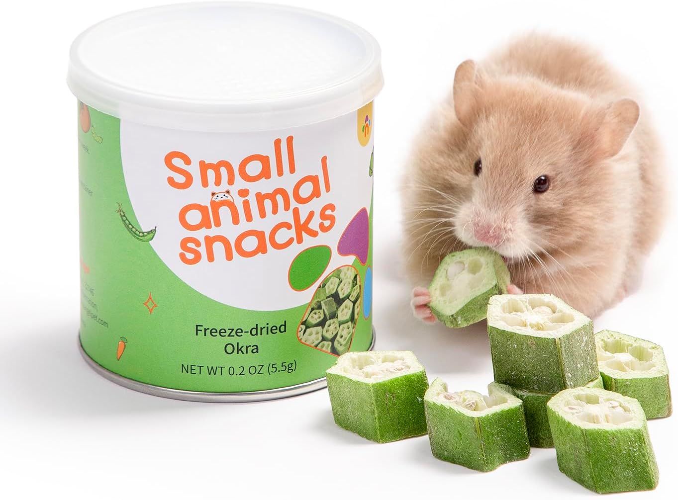 Niteangel Hamster Snack & Treats Toy - Small Animal Natural Treat for Dwarf Syrian Robo Hamsters Gerbils Mice Degus or Other Pets (Freeze-dried Okra - 0.2oz (5.5g))