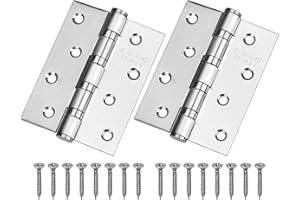 HATANSE 2 Pezzi Cerniere Porte in Acciaio Inox 304, Cerniere da Carichi Pesanti Grandi Cerniere Muta Chiusa Morbida con 32pz Viti per Porte Pesanti e Finestre Armadio Argento (2 Pezzi 10 x 7.5cm)