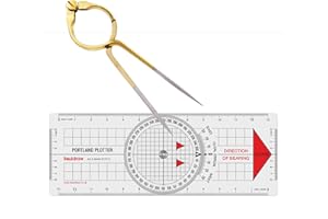 Liquidraw Portland Kit de séparation de navigation pour traceur de parcours marin, rapporteur nautique à une main, séparateur droit en laiton massif, 20,3 cm