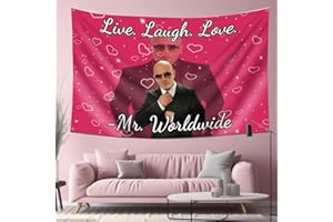 Myqiqi Mr Worldwide Tapestry, Live Laugh Love Funny Tapestry with Metal Ring Hooks for Indoor or outdoor Wall Hanging Decor (90 * 150cm)