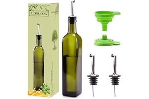 Cosyres Botella de Aceite de Vidrio, Dispensador de Aceite de Oliva/Vinagre para Cocinar (Verde, 500ML)
