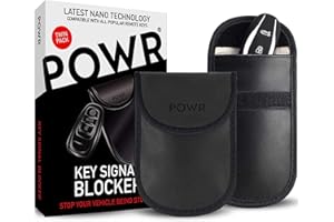 Powr Faraday Pouch for Car Keys, Pack of 2, Anti-theft Keyless Key Signal, Dual Blocker Layer Shielding Bag, RFID Security & Fob Protection (original Black)