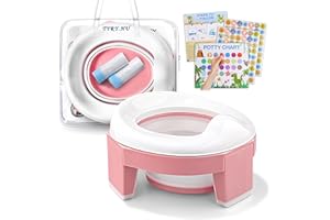 TYRY.HU Pot Bebe Toilette 3-in-1 Reducteur Toilette Enfant Wc Petit Pot Voyage Siège Rehausseur Cuvette Bébé Avec Sac pour Garçon et Fille Intérieur Extérieur(Vert)