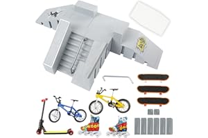 PLSOPPKG 5Pcs Skate Park Kit Ramp Parts for Finger Skateboard Park Kit Part Training Props with Finger Skateboards Finger Bikes Skates Scooters and More(Grey)