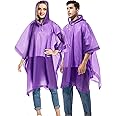 HACER EVA Poncho Raincoat Transparent Hooded Water Resistant Rain Jacket with Sleeves for Women Men Camping Rainy Season Travel - Purple