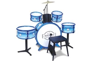 Bontempi-51 4831 – Batterie Rock Drummer 5 fûts, 514831, Blanc Bleu
