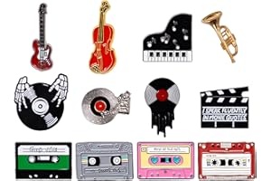 Sxutop 12 Piezas Broche de Dibujos Animados Esmalte Alfiler de Solapa Lindo Pin Broches para Mujer Insignias Esmaltadas Tema Musical para Mochilas, Correas de Bolsa, Camisetas, Jeans, Sombreros