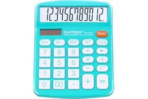 CATIGA Desktop Calculator 12 Digit with Large LCD Display and Sensitive Button, Solar and Battery Dual Power, Standard Function for Office, Home, School, CD-2786 (Light Blue)