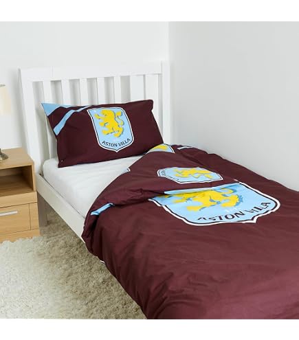 Aston Villa FC Patchwork-Bettdecke – Einzelbett, 135x200 Cm + Kissenbezug 50x75 Cm, 70% Polyester/30% Baumwolle