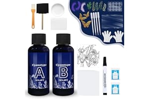 Miioto Cianotipia Kit, Cyanotype Sensitizer Set, Kit Completo de Cianotipo Ideal Para Proyectos de Teñido de Tela Papel, Ideal Para Manualidades Bricolaje, Da Rienda Suelta Tu Creatividad, 53 Piezas