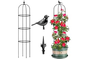 JIJIZHAZHA Tower Obelisk Garden Trellis,Rustproof Metal Garden Obelisk Trellis for Climbing Plants Indoor Outdoor,Obelisk Trellis Plant Support for Potted Plants,Climbing Vine,Vegetable, Fruits, Flowers.
