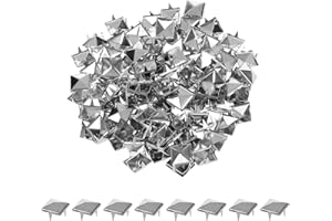 WedDecor 100pcs Square Pyramid Rivets 8mm Silver Punk Nail Head Studs Four-Jaw Studs Spikes Metal Leather Rivets for Decorating Belts, Bags, Shoes, Leathercrafts, Punk & Goth Fashion Accessories