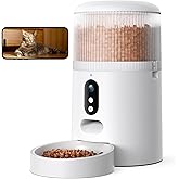 Faroro Alimentador de gato automático WiFi, 3MP HD câmara com visão noturna, 4 L alimentador para cães/gatos com áudio bidire