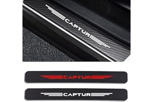 Symilov 4pcs Car Door Sill Protector Kick Plates for Ren-ault CAPTUR, Auto Carbon Fiber Scuff Guard Threshold Cover Pedal Sticker Trim Accessories - Non-Slip,White