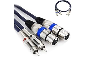 HTRUIYATY Double câble XLR Femelle vers RCA, Double Femelle XLR 3 Broches vers Double câble Audio RCA mâle Prise Audio stéréo connecteur de câble mixeur Micro Line 5M/16FT Noir foncé …
