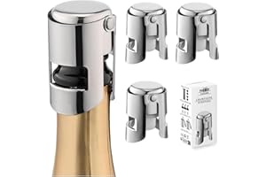 PAFUSEN 3 Stück Sektverschluss, Champagner Verschluss, Sektflaschenverschluss, Flaschenverschluss Auslaufsicher hält frisch, ideal für Champagner, Prosecco, Cava und Schaumweine (Edelstahl，Silberner)