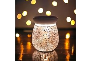 Astin of London Electric Silver and Gold Mirror Mosaic Wax Tart Melt Burner Lamp Scented Aroma Warmer