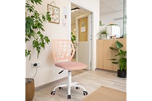 FurnitureR Chaises de Réception pour Bureau, Petite Chaises d'accueil, Réglable en Hauteur, Roues Sélectionnables à 360°, Dossier Ergonomique, Siège en Tissu Respirant, Rose
