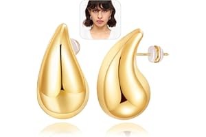 EXGOX 18K Ohrringe Dupes Chunky Goldene Ohrringe Damen Gold Ohrringe Hypoallergene Vergoldete Ohrringe Leichte Waterdrops Hollow Ohrringe für Damen Mädchen 20/30/40mm