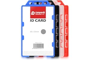 LANYARDS TOMORROW.CO.UK 10 x czerwone, dwustronne, otwarte, twarde plastikowe etui na identyfikator, do smyczy, jutro, portret pionowy, 9,8 x 5,8 cm, na dwie karty, sztywna kontrola dostępu, do pracy, biura, pomieści dowód