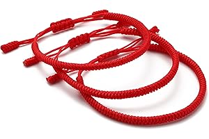 LUCKY BUDDHIST - 3 tibetische Glücksarmbänder + buddhistisches Geschenk! - Handgemacht. Anpassbar an Ihr Handgelenk. Für Männer und Frauen. Freundschaftsarmbänder aus geflochtenem Stoff