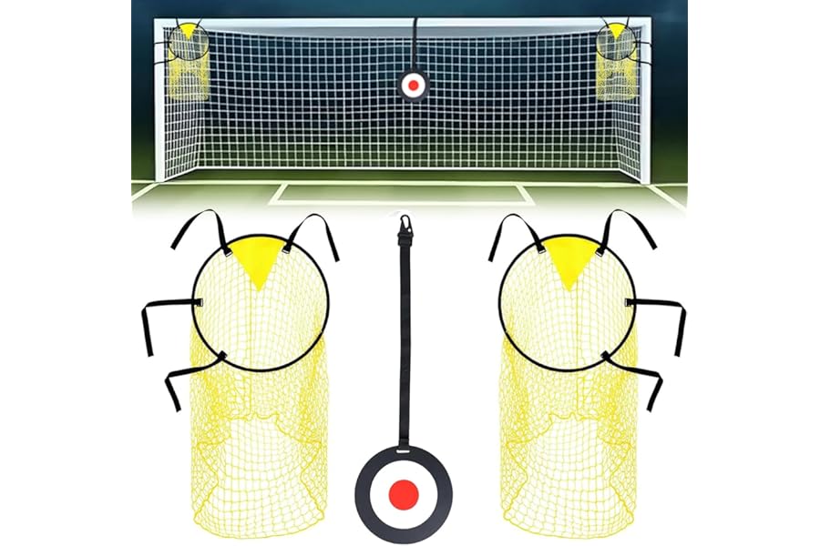 3PCS football Training Equipment Includes 2 Top Bins Football Targets and 1 Football Target，Easy to Attach and Detach Soccer Goal Net for Goal Training and Accuracy Practice