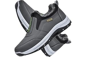 AOCASE Chaussures de randonnée à Enfiler pour Homme Hiver Doublée De Fourrure Chaud en Cuir Casual Flat Sneakers Casual Mocassins Sneakers Respirant et léger