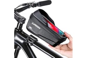 LUROON Bike Phone Mount Waterproof, Bicycle Frame Top Tube Handlebar Bag with Touch Screen Face ID Sun Visor Universal Cycling Phone Holder for Ebike MTB Compatible with Smartphone Under 6.9 Inch