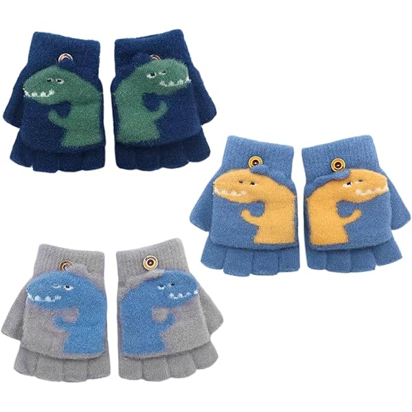 Guanti A Manopola Per Bambini Con Patta Aperta – Invernali, Caldi, In Maglia, Effetto Scimmia – Blu, Taglia Unica (1-6 Anni)