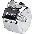 Metal Budget Hand Tally Counter 4-Digit Tally Counters Mechanical Handheld Pitch Clicker Palm Counter with Finger Ring Sliver Digit Number for Row, Golf, Lap & Knitting (1-Pack Metal Tally Count