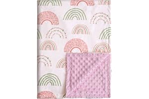 Soarwg Kids Baby Blanket Regali neonato, morbide coperte di peluche con fondo punteggiato, tessuto in pile Essentials per Unisex, bambini, ragazze 75x100cm(arcobaleno rosa)
