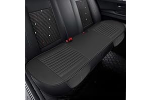 DEARBAG Universelle Sitzkissen Auto, Atmungsaktiv Sitzschoner für Rücksitz aus Leder & Baumwolle, Car Sitzkissen Leicht zu Reinigen, Rutschfest Sitzauflage Auto für Ganzjahreskomfort (Schwarz, 130x48cm)