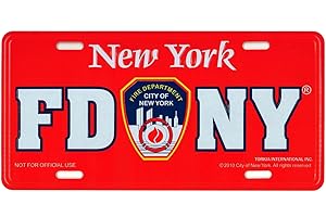 Artisan Owl FDNY, Fire Department of New York License Plate - Red