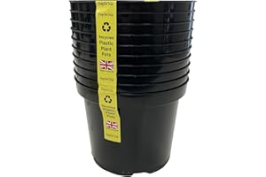 Kingston Tools Premium Recycled Plastic Garden Planter Pot – Heavy Duty Plant Flower Pots – Indoor Outdoor Home Décor Gardening Planters – Capacity: 4L, Black – Pack of 10