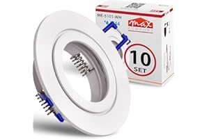 MAX K O M F O R T 10x Einbaustrahler Bad IP44 mit GU10 Fassung RUND weiß Einbauspot Einbauleuchte Rahmen Rostfrei Deckenspot Strahler Spot 5101