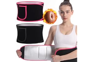 UZSUZZ Waist Trainer Trimmer for Weight Loss, 2Pcs Adjustable Waist Trimmer Sweat Belt, Sauna Effect Fat Burner Exercise Belt Lumbar Support, Slimming Body Shaper Workout Girdles Band, Women and Men
