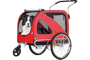 Fiximaster Remorque pour Chien XL – Vélo et Jogging 2 en 1 – avec Frein de sécurité et réflecteurs – Poussette Chien Pliable – remorque Animaux Jusqu’à 40 kg
