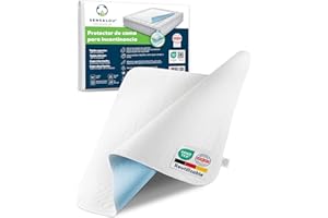 Sensalou Funda de Colchón - Sábanas Impermeables y Lavable - Cuna Transpirable, Protector de Cama con Lana Absorbente - Capa Base Impermeable para Incontinencia - 90 x 160 cm (2)