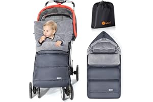 Ivywind Fußsack Kinderwagen Winter,Universeller Fußsack Buggy mit verstellbarer Kapuze,Wasserdicht Fusssack Kinderwagen Baby mit Reißverschlus,Abnehmbar und Waschmaschinenfest,Grau