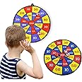 ECVV 28Cm Dart Board Set, Double-Sided Dart Board for Kids 2 Sticky Ball and 2 Sticky Dart, Foldable Indoor Outdoor Party Safe Dart Game Toy Sports Gifts for 3-12 Boys Kids Adult