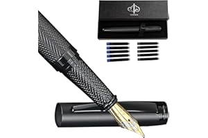 YUN CHUN Matte Black Forest Fountain Pen Set with 10 Black & 10 Blue Ink Refills, Best Gift Set for Men & Women, Medium Nib Fancy Pen for Smooth Writing, Journaling, Note Taking