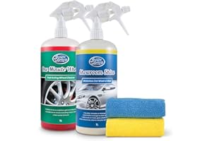 Greased Lightning Bodywork & Wheels Twin Pack - Showroom Shine 1L Waterless Wash and Wax & One minute Wheels 1L Wheel Cleaner Plus 2 Microfibre Cloths Pack