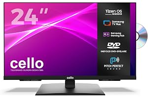 Cello C2426TZF TV/24 tum Smart LED DVD med Samsung Tizen OS, Gaming Hub, Pitch Perfect-högtalare, Bluetooth, perfekt för kök
