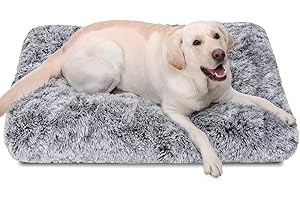 Jaspuriea Extra große Hundebett waschbar Hundekiste Matratze beruhigende Flauschige Anti-Angst Hundebetten Deluxe Plüsch Hundematte mit Anti-Rutsch-Boden, 120x75x8cm