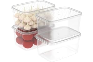Cetomo 2.2L*4 Boîte Conservation Alimentaire, Conteneur Alimentaire, Boîte de Rangement, Récipient de Congélateur avec Couvercle, Sécuritaire au Micro-ondes, Sans BPA, Plastique, Clair, 2.2L-Lot de 4