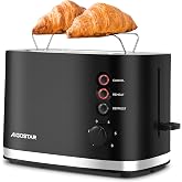 Aigostar Extra Wide 2 Slot Toaster, Dent Warmer, 800 W | Toaster with 6 levels of toasting, 3 functions (Defrost, Reheat, Can
