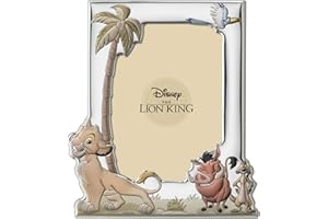 VALENTI & CO. Disney Baby - Der König der Löwen - Silberfarbener Fotorahmen mit farbig bemalten Tisch- oder Nachttischdetails für das perfekte Kinderzimmer als Tauf- oder Geburtstagsgeschenk