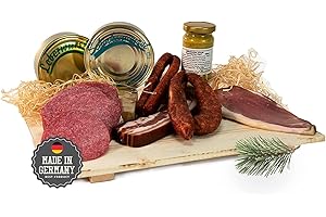 ‎SCHWARZWALD METZGEREI SCHAUFLER Schwarzwald Metzgerei Geschenkkorb – im Leinentäschle – 8-teiliger Präsentkorb mit leckeren & herzhaften Wurstspezialitäten wie Schinken, Landjäger, Kirschwassersalami, Schinkenwurst