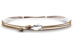 Made by Nami Mens Surfer Anklet with Snap Hook Clasp - Ankle Bracelet Men or Women - Handmade Beach Jewellery - Music Festival Accessories - Thin String Rope Anklet (Coyote Silver)