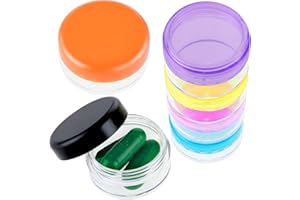 Dimeho - Lot de 6 petites boîtes à pilules de voyage, organiseur quotidien de pilules, porte-pilules portable, mini contenant à pilules, boîte de rangement pour médicaments de poche, sans BPA, pour